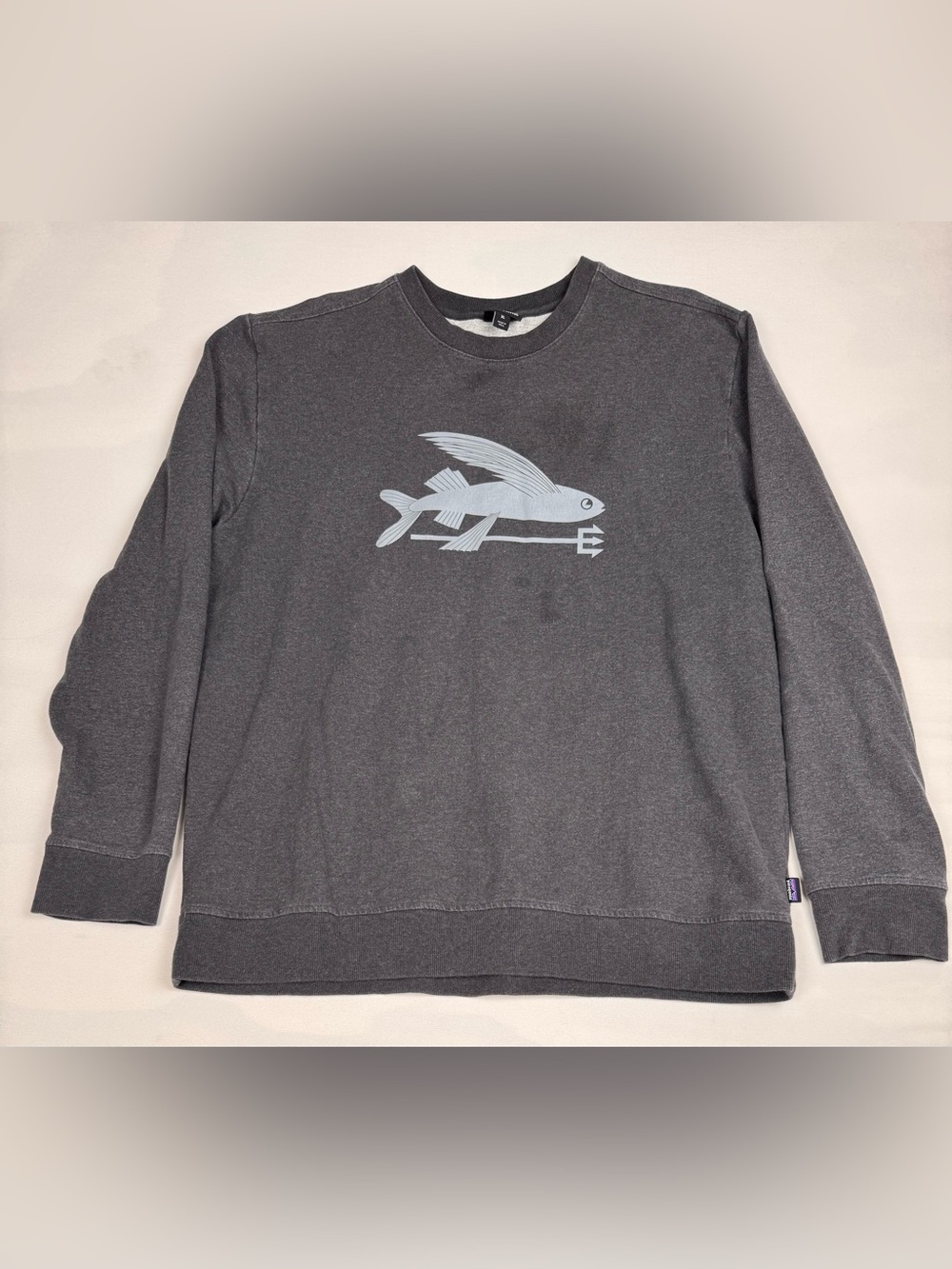 Patagonia Flying Fish Trident Graphic Crewneck Sweater Gray Men’s XL